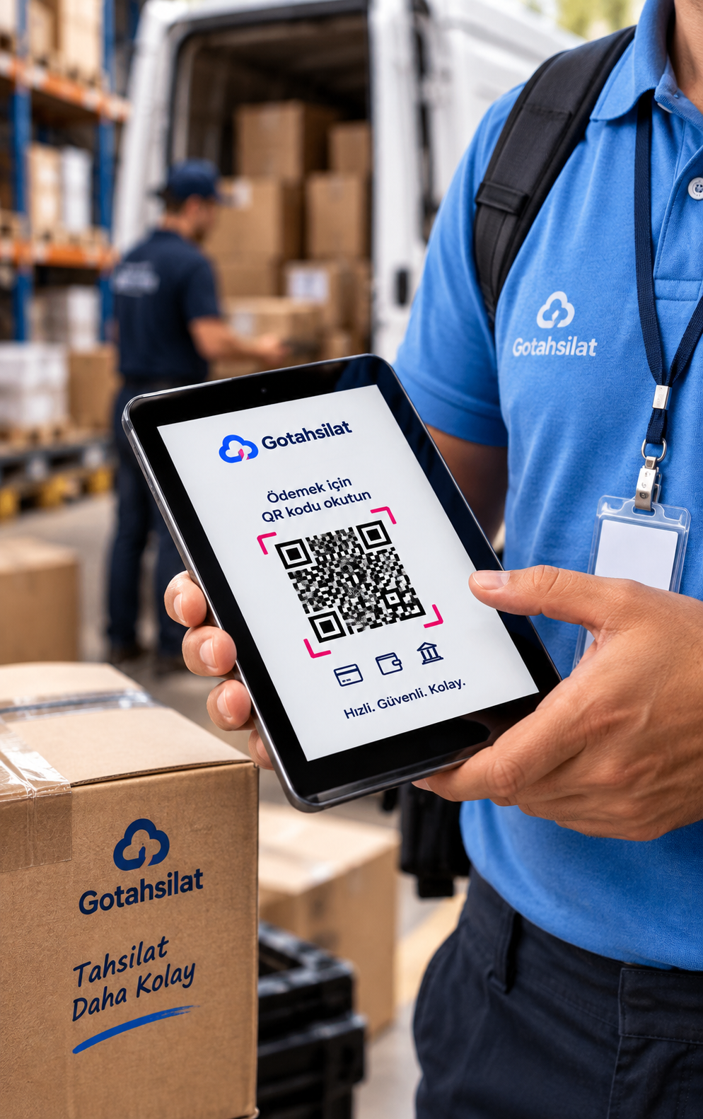 Saha personelinin tablette QR kod ile tahsilat alması