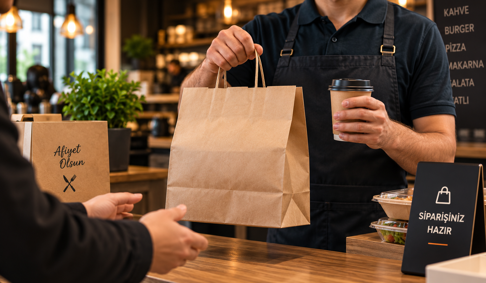 Paket servis hazırlanan yemek çantası — online sipariş ve paket servis
