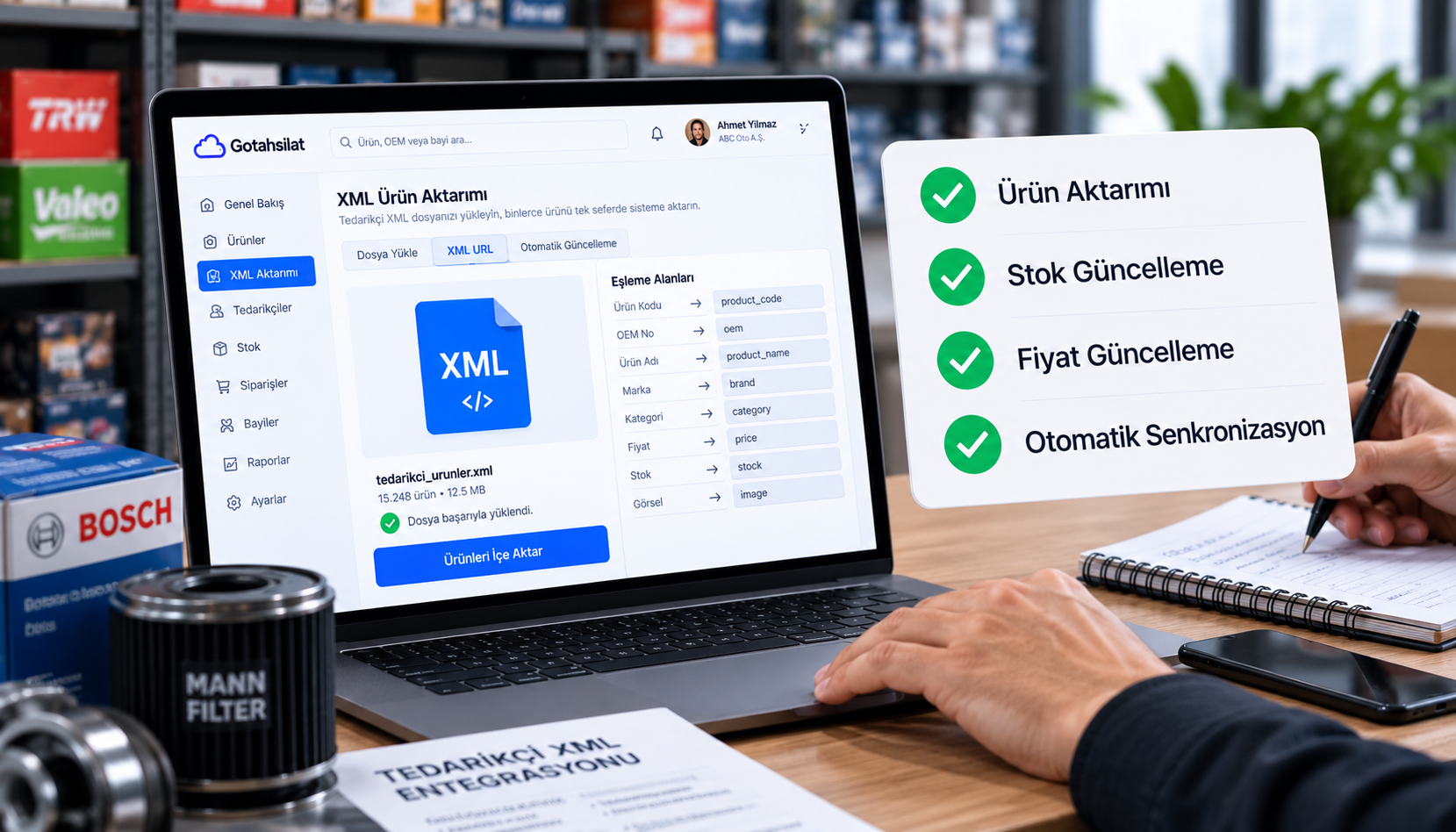 XML ile ürün aktarımı ekranı